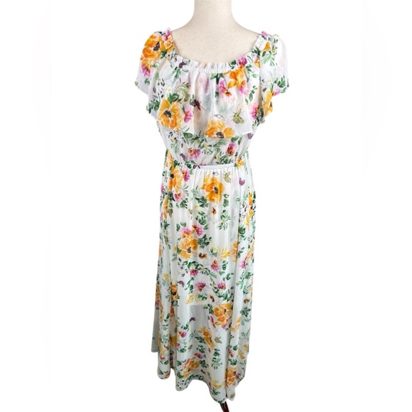 Torrid butterfly floral off the shoulder dress size large preowned